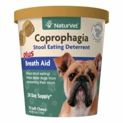 NaturVet Coprophagia Stool Eating Deterrent Plus Breath Aid Soft Chews Dog Supplement, 70-count