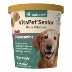 NaturVet VitaPet Senior Daily Vitamins Plus Glucosamine Soft Chews Dog Supplement, 60-count