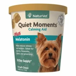 NaturVet Quiet Moments Calming Aid Plus Melatonin Soft Chews Dog Supplement, 70-count
