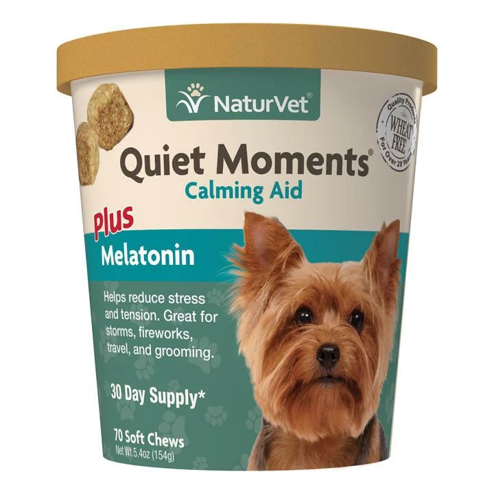 NaturVet Quiet Moments Calming Aid Plus Melatonin Soft Chews Dog Supplement, 70-count 1 NaturVet Quiet Moments Calming Aid Plus Melatonin Soft Chews Dog Supplement, 70-count