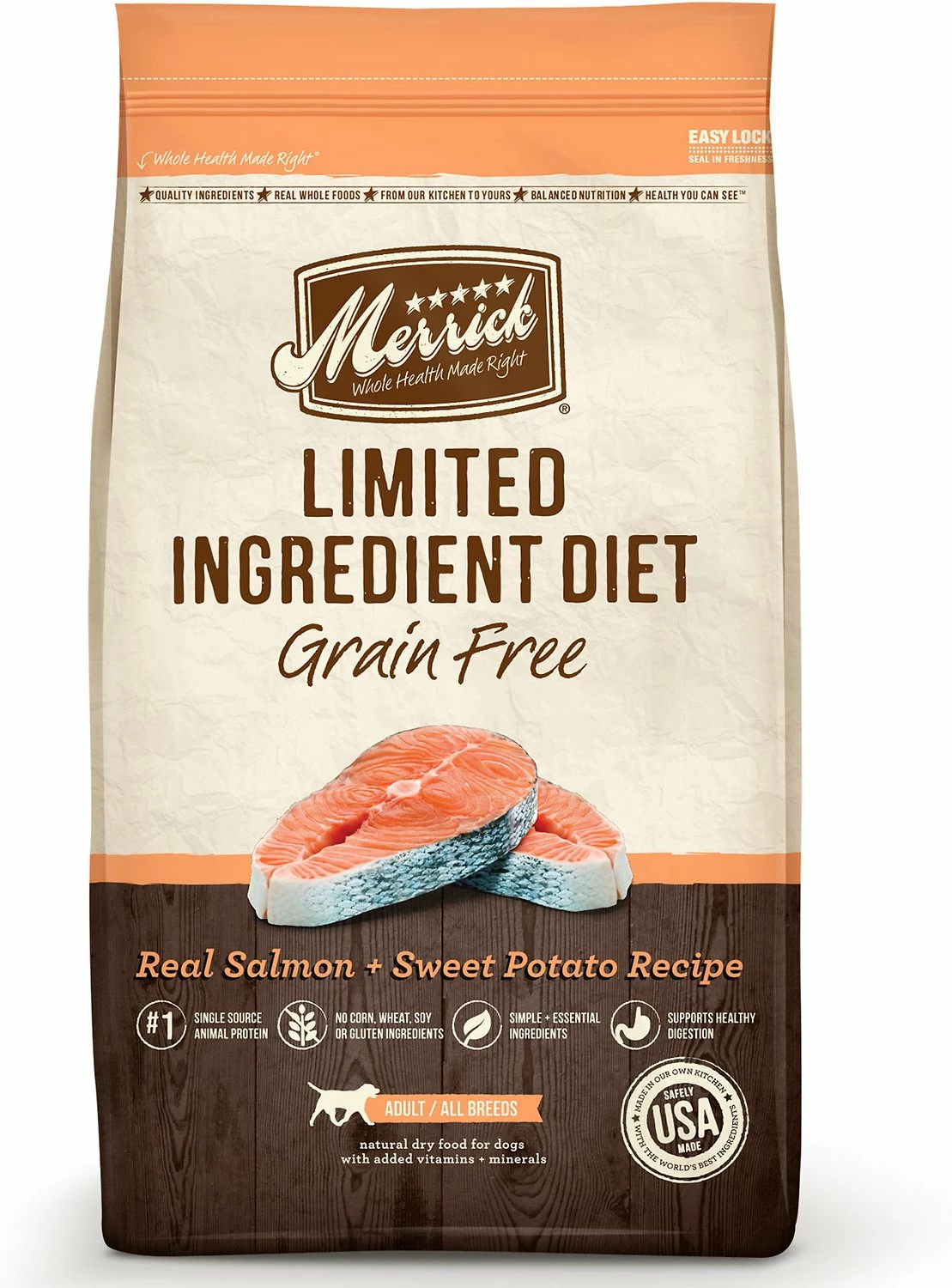 Merrick Limited Ingredient Diet Grain-Free Real Salmon + Sweet Potato Recipe Dry Dog Food, 22-lb 1 Merrick Limited Ingredient Diet Grain-Free Real Salmon + Sweet Potato Recipe Dry Dog Food, 22-lb