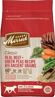 Merrick Classic Real Beef + Green Peas Recipe With Ancient Grains Adult Dry Dog Food, 4-lb