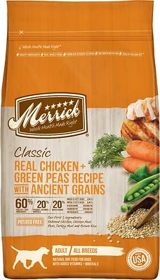 Merrick Classic Real Chicken + Green Peas Recipe With Ancient Grains Adult Dry Dog Food, 4-lb (**)