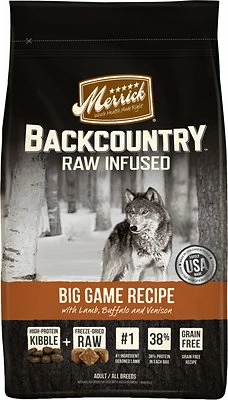 Merrick Backcountry Raw Infused Big Game Recipe With Lamb, Buffalo & Venison Grain-Free Dry Dog Food, 4-lb