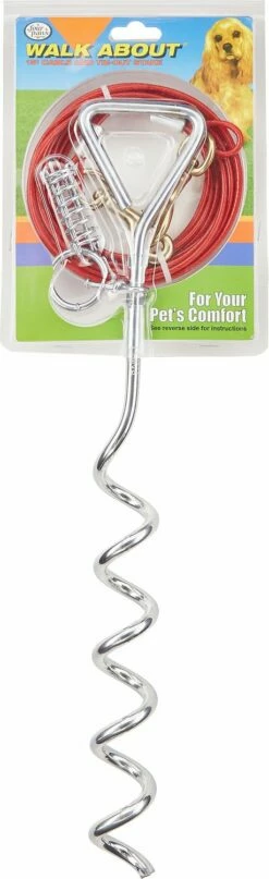 Four Paws Walk-About Spiral Tie-Out Stake For Dogs, 15-ft