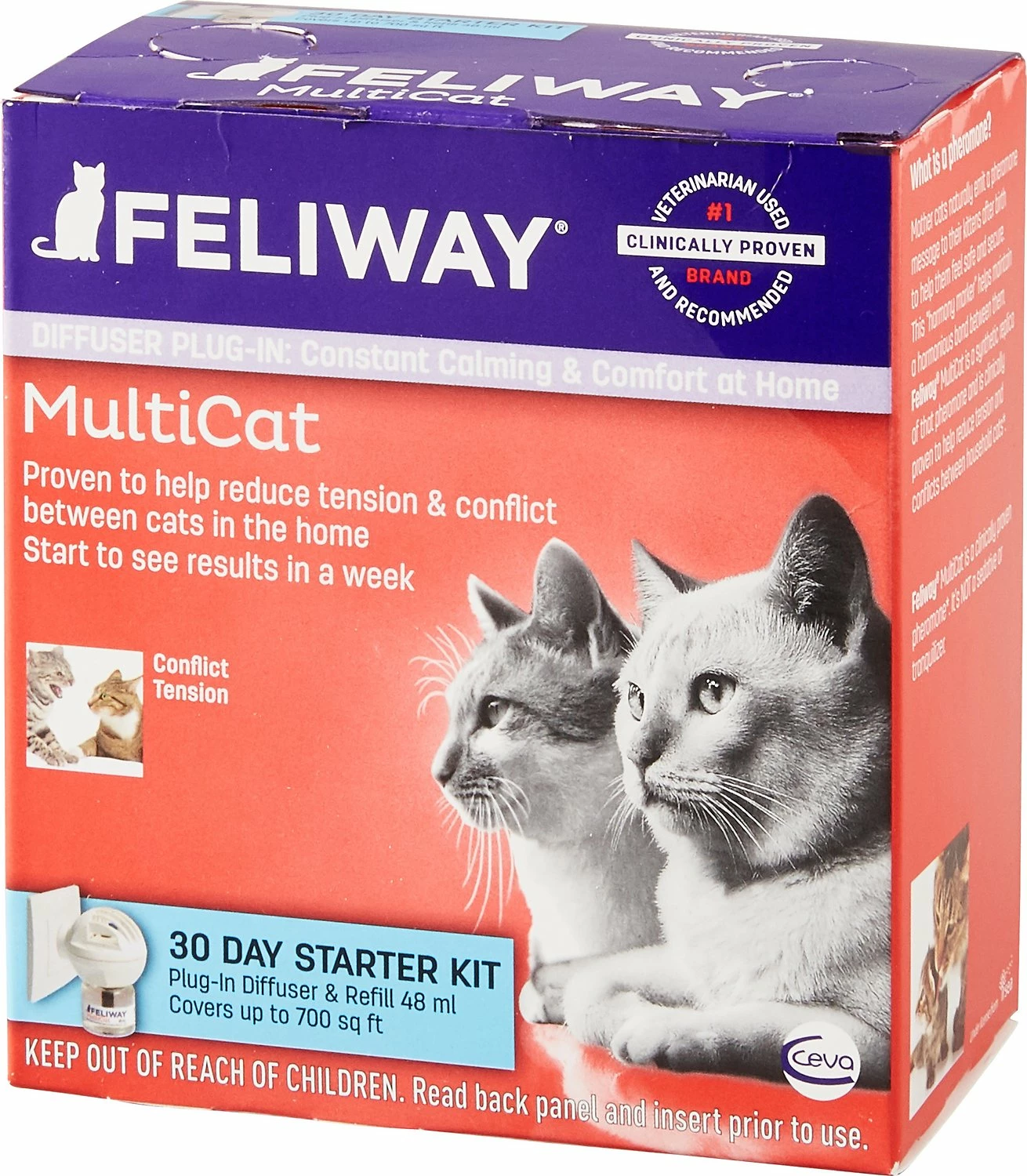 Feliway MultiCat 30 Day Starter Kit Plug-In Diffuser & Refill, 48-ml 1 Feliway MultiCat 30 Day Starter Kit Plug-In Diffuser & Refill, 48-ml