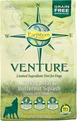 Earthborn Holistic Venture Turkey Meal & Butternut Squash Limited Ingredient Diet Grain-Free Dry Dog Food, 4-lb
