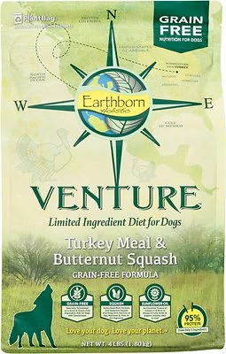 Earthborn Holistic Venture Turkey Meal & Butternut Squash Limited Ingredient Diet Grain-Free Dry Dog Food, 4-lb 1 Earthborn Holistic Venture Turkey Meal & Butternut Squash Limited Ingredient Diet Grain-Free Dry Dog Food, 4-lb