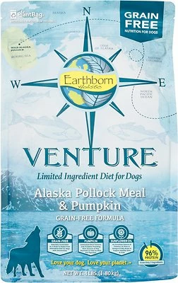 Earthborn Holistic Venture Alaska Pollock Meal & Pumpkin Limited Ingredient Diet Grain-Free Dry Dog Food, 4-lb 1 Earthborn Holistic Venture Alaska Pollock Meal & Pumpkin Limited Ingredient Diet Grain-Free Dry Dog Food, 4-lb
