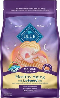 Blue Buffalo Healthy Aging Chicken & Brown Rice Recipe Mature Dry Cat Food, 7-lb