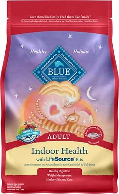 Blue Buffalo Indoor Health Salmon & Brown Rice Recipe Adult Dry Cat Food, 7-lb
