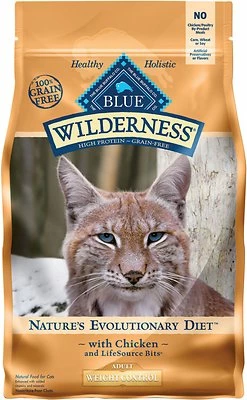 Blue Buffalo Wilderness Weight Control Chicken Recipe Grain-Free Dry Cat Food, 5-lb