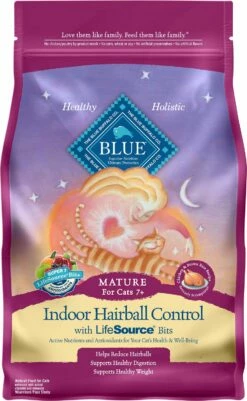 Blue Buffalo Indoor Hairball Control Chicken & Brown Rice Recipe Mature Dry Cat Food, 7-lb