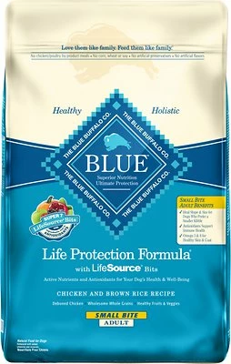 Blue Buffalo Life Protection Formula Small Bite Adult Chicken & Brown Rice Recipe Dry Dog Food, 30-lb 1 Blue Buffalo Life Protection Formula Small Bite Adult Chicken & Brown Rice Recipe Dry Dog Food, 30-lb
