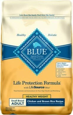 Blue Buffalo Life Protection Formula Small Breed Healthy Weight Adult Chicken & Brown Rice Recipe Dry Dog Food, 15-lb
