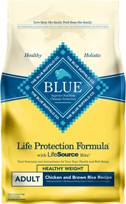 Blue Buffalo Life Protection Formula Healthy Weight Adult Chicken & Brown Rice Recipe Dry Dog Food, 6-lb