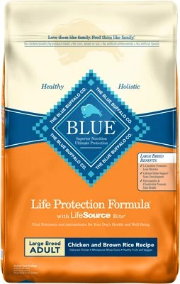 Blue Buffalo Life Protection Formula Large Breed Adult Chicken & Brown Rice Recipe Dry Dog Food, 30-lb 1 Blue Buffalo Life Protection Formula Large Breed Adult Chicken & Brown Rice Recipe Dry Dog Food, 30-lb