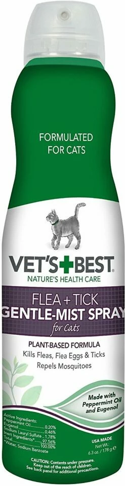 Vet's Best Cat Flea & Tick Gentle-Mist Spray, 6.3-oz Bottle
