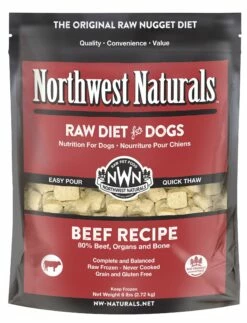 Northwest Naturals Raw Diet Grain-Free Beef Nuggets Raw Frozen Dog Food, 6-lb