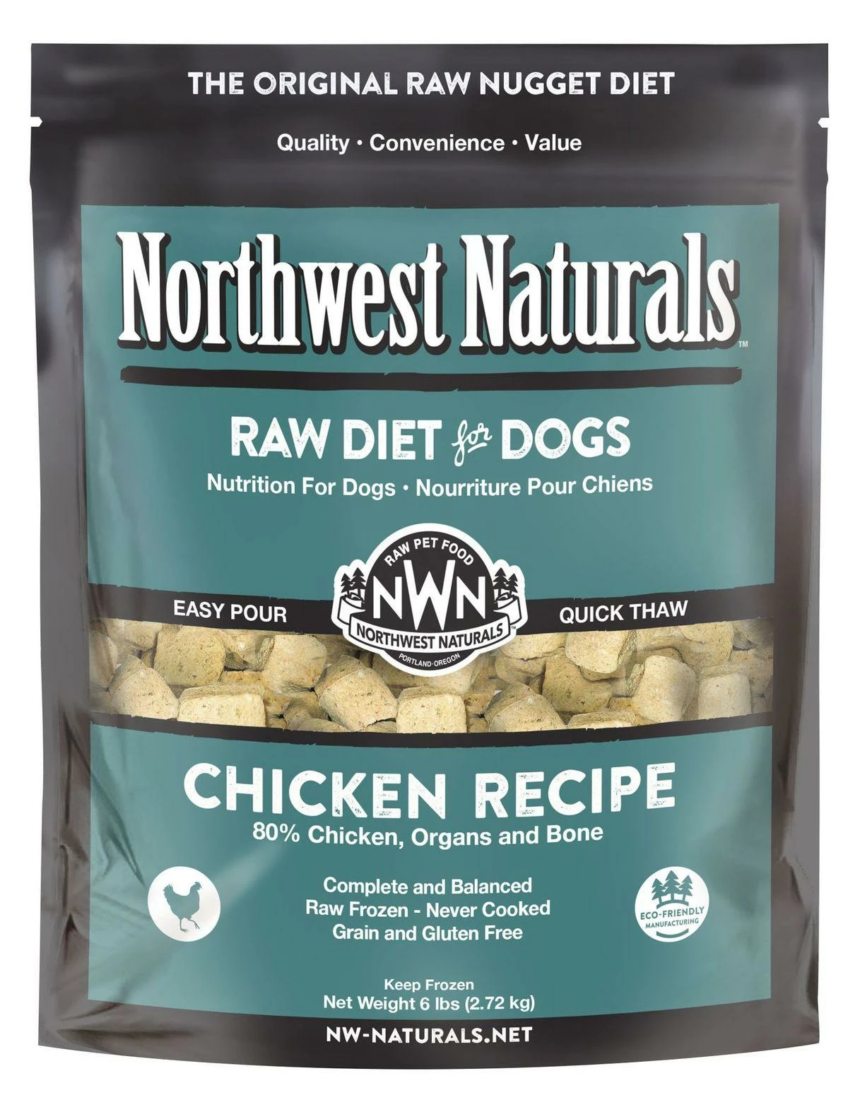 Northwest Naturals Raw Diet Grain-Free Chicken Nuggets Raw Frozen Dog Food, 6-lb 1 Northwest Naturals Raw Diet Grain-Free Chicken Nuggets Raw Frozen Dog Food, 6-lb