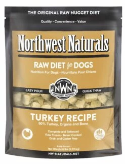 Northwest Naturals Raw Diet Grain-Free Turkey Nuggets Raw Frozen Dog Food, 6-lb