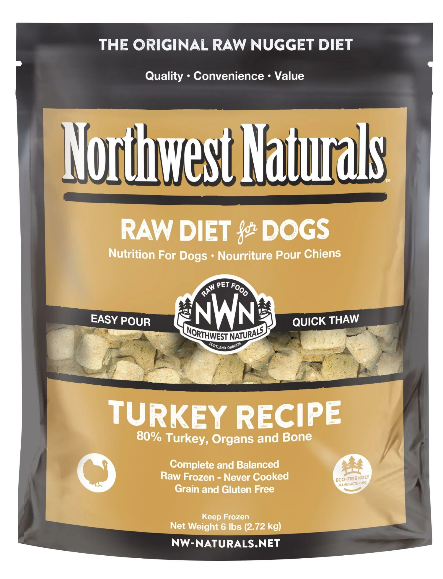 Northwest Naturals Raw Diet Grain-Free Turkey Nuggets Raw Frozen Dog Food, 6-lb 1 Northwest Naturals Raw Diet Grain-Free Turkey Nuggets Raw Frozen Dog Food, 6-lb