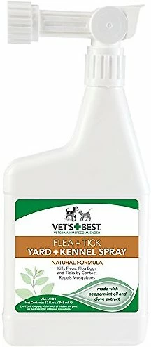 Vet's Best Flea + Tick Yard & Kennel Spray For Dogs & Cats, 32-oz Bottle