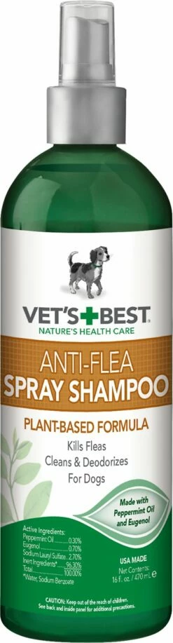 Vet's Best Anti-Flea Easy Spray Shampoo For Dogs, 16-oz Bottle