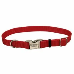 Coastal Adjustable Nylon Collar With Titan Metal Buckle For Dogs, Red, 3/4-in Nylon X 14-in-20-in Neck Girth