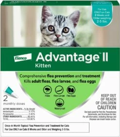 Advantage II Flea Treatment For Kittens 2-5-lb, 2-pk