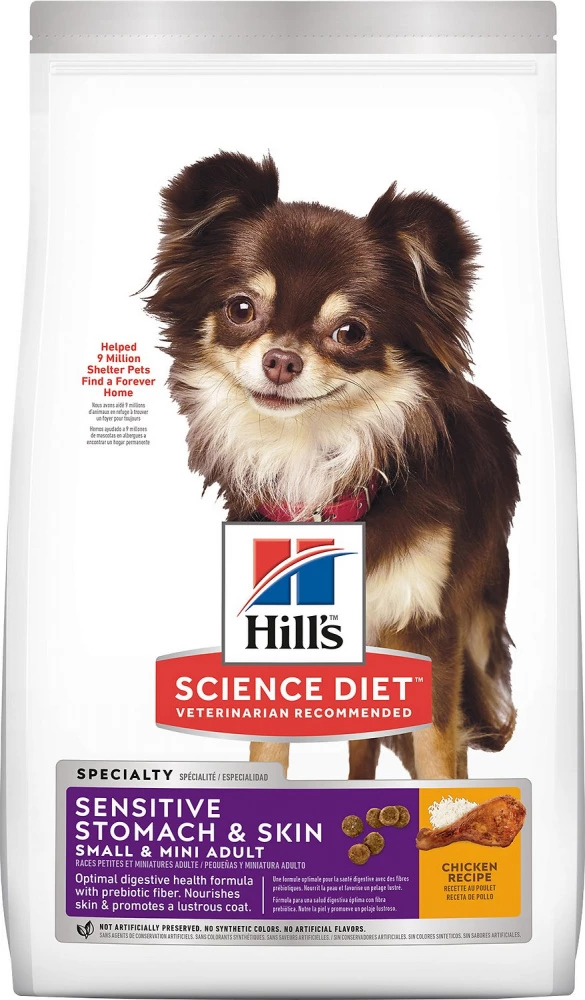 Hill's Science Diet Adult Sensitive Stomach & Skin Small & Mini Breed Chicken Recipe Dry Dog Food, 4-lb 1 Hill's Science Diet Adult Sensitive Stomach & Skin Small & Mini Breed Chicken Recipe Dry Dog Food, 4-lb
