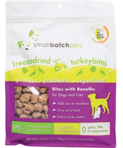 Small Batch Freeze-Dried Turkey Bites For Dogs & Cats, 7-oz