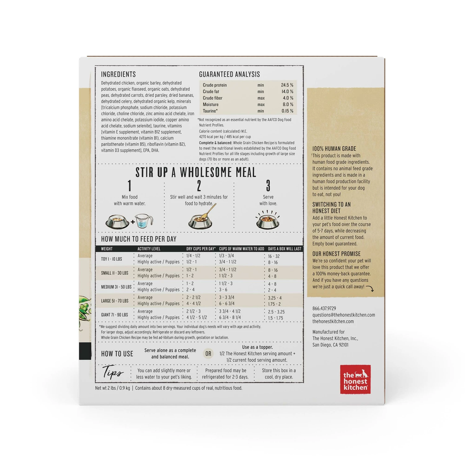 The Honest Kitchen Whole Grain Chicken Recipe Dehydrated Dog Food, 2-lb Box 2 The Honest Kitchen Whole Grain Chicken Recipe Dehydrated Dog Food, 2-lb Box - Image 2