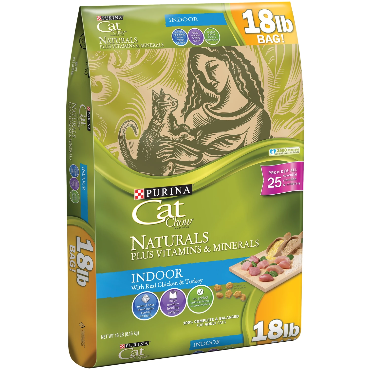 Cat Chow Naturals Indoor With Real Chicken & Turkey Dry Cat Food, 18-lb 1 Cat Chow Naturals Indoor With Real Chicken & Turkey Dry Cat Food, 18-lb