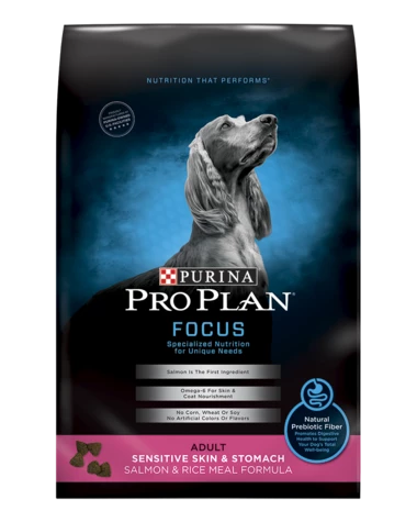 Purina Pro Plan Focus Adult Sensitive Skin & Stomach Salmon & Rice Formula Dry Dog Food, 16-lb 1 Purina Pro Plan Focus Adult Sensitive Skin & Stomach Salmon & Rice Formula Dry Dog Food, 16-lb