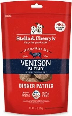 Stella & Chewy's Venison Blend Dinner Patties Grain-Free Freeze-Dried Dog Food, 5.5-oz