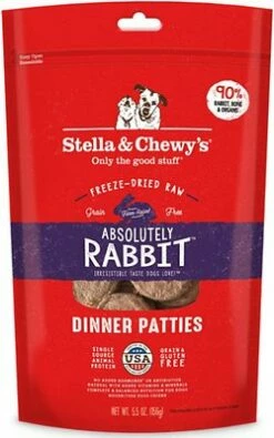 Stella & Chewy's Absolutely Rabbit Dinner Patties Grain-Free Freeze-Dried Dog Food, 5.5-oz