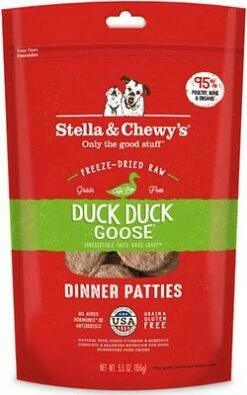 Stella & Chewy's Duck Duck Goose Dinner Patties Grain-Free Freeze-Dried Dog Food, 5.5-oz