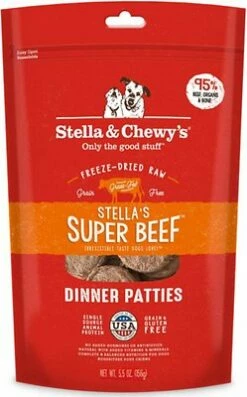 Stella & Chewy's Stella's Super Beef Dinner Patties Grain-Free Freeze-Dried Dog Food, 5.5-oz