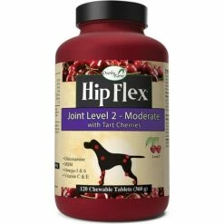 NaturVet Overby Farm Hip Flex Joint Level 2 Moderate With Tart Cherries Chewable Tabs Dog Supplement, 120-count