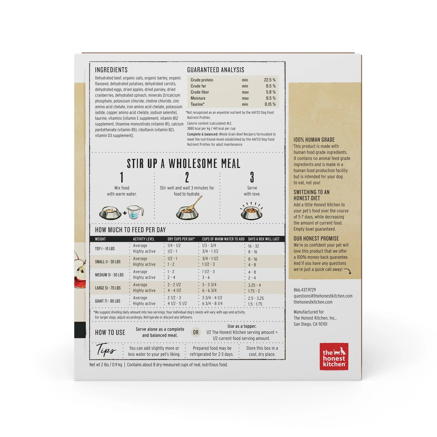 The Honest Kitchen Whole Grain Beef Recipe Dehydrated Dog Food, 2-lb Box 2 The Honest Kitchen Whole Grain Beef Recipe Dehydrated Dog Food, 2-lb Box - Image 2