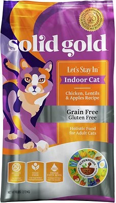 Solid Gold Let's Stay In Indoor Chicken, Lentil & Apple Recipe Adult Grain-Free Dry Cat Food, 6-lb 1 Solid Gold Let's Stay In Indoor Chicken, Lentil & Apple Recipe Adult Grain-Free Dry Cat Food, 6-lb