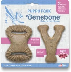 Benebone Puppy Pack Bacon Flavor Puppy Chew Toy, 2-count