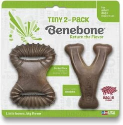 Benebone Tiny Bacon Flavor Dog Chew Toy, 2-count