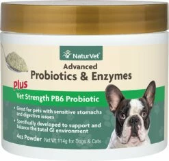 NaturVet Advanced Probiotics & Enzymes Plus Vet Strength PB6 Probiotic Cat & Dog Powder, 4-oz
