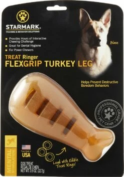 Starmark Treat Ringer FlexGrip Turkey Leg Dog Toy, Medium