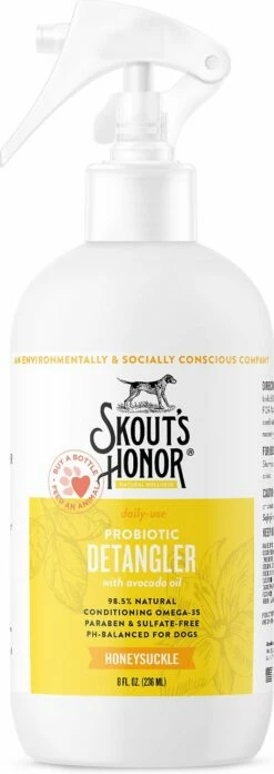 Skout's Honor Probiotic Honeysuckle Daily Use Pet Detangler, 8-oz Bottle