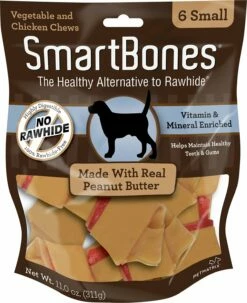 SmartBones Small Peanut Butter Chew Bones Dog Treats, 6 Pack